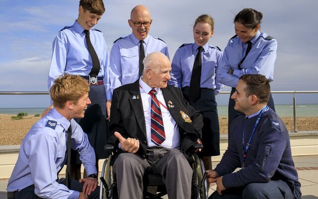 RAF personnel with a veteran