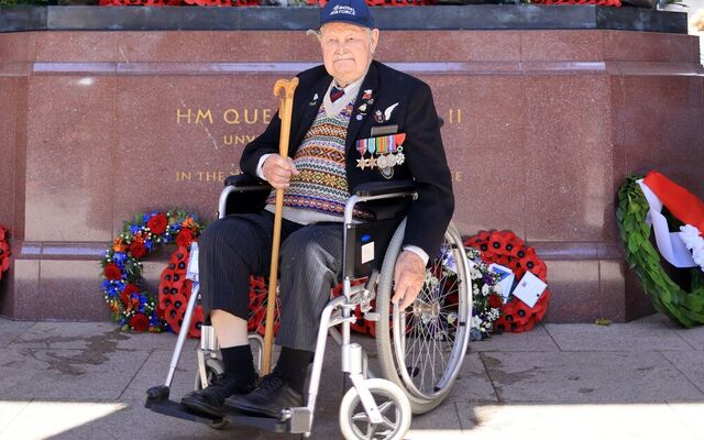 Norman Gregory at the Bomber Command Memorial in London