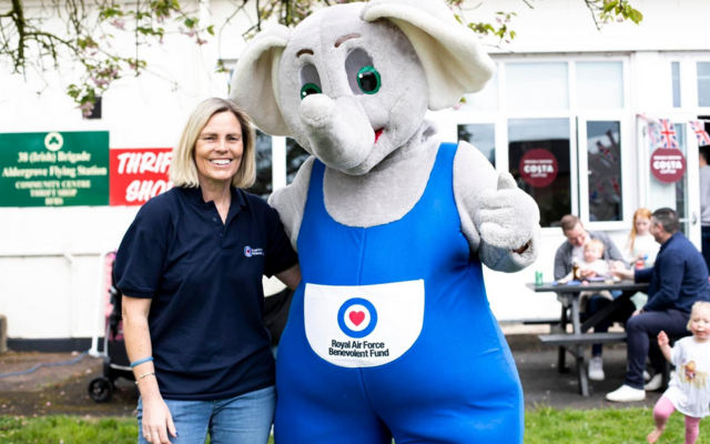 Julie Corbett and Ben Elephant mascot