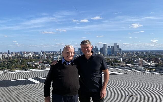 Colin Bell and Mark Vickers on helipad