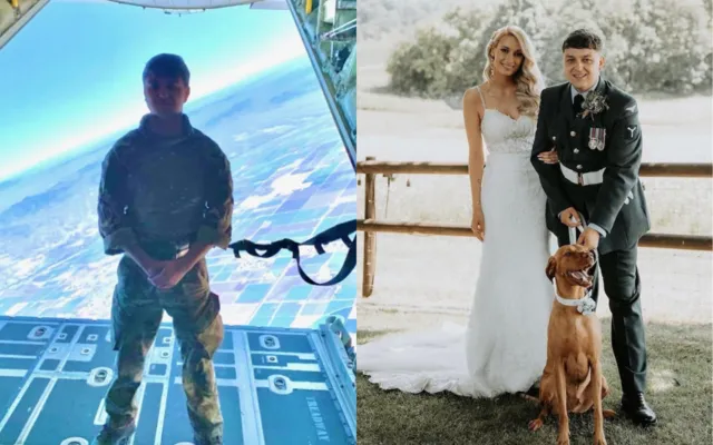 Jake on Hercules and with wife on wedding day