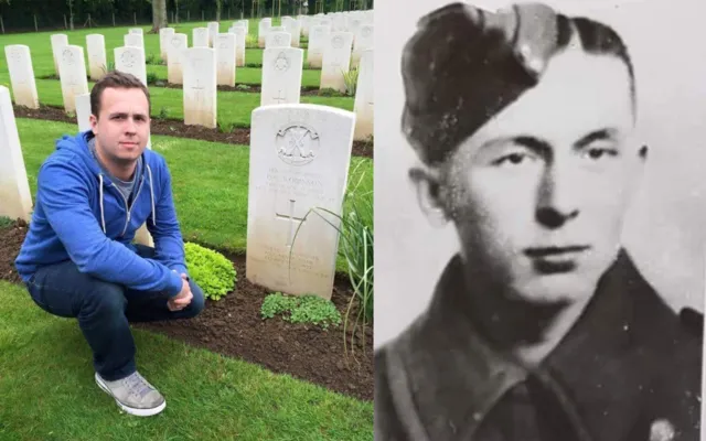 Neil Robinson and photo of great-uncle in uniform