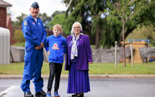 Serving, veteran and child at RAF Waddington