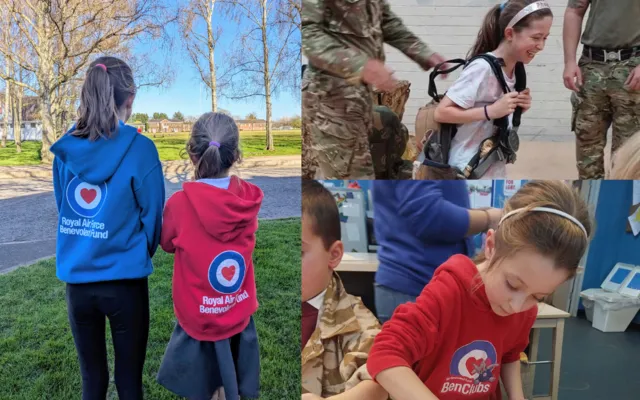 Phoebe and Lois in Airplay hoodies taking part in activities
