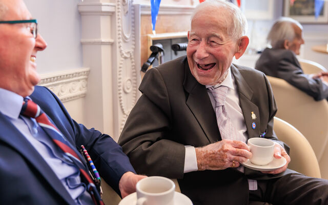 RAF veteran with cup of tea