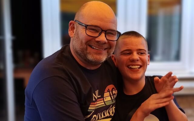 John Wright and Lewis smiling