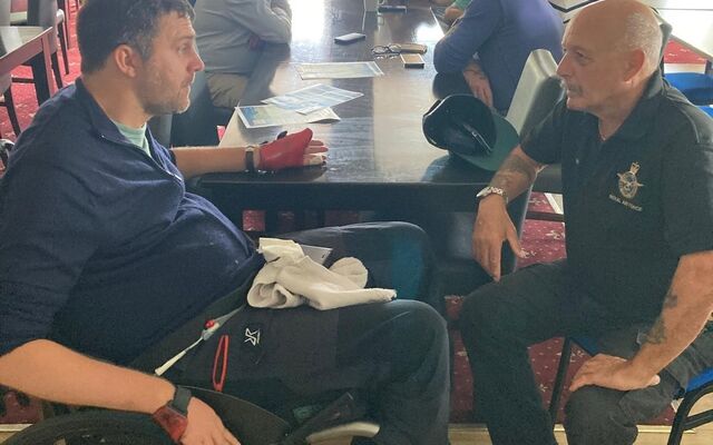 Fund ambassador Rob Bugden talking to a fellow veteran