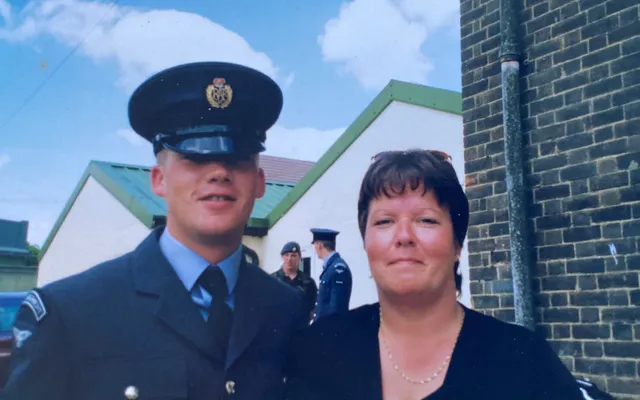 Corporal Scott Walker in uniform and his mother Anne