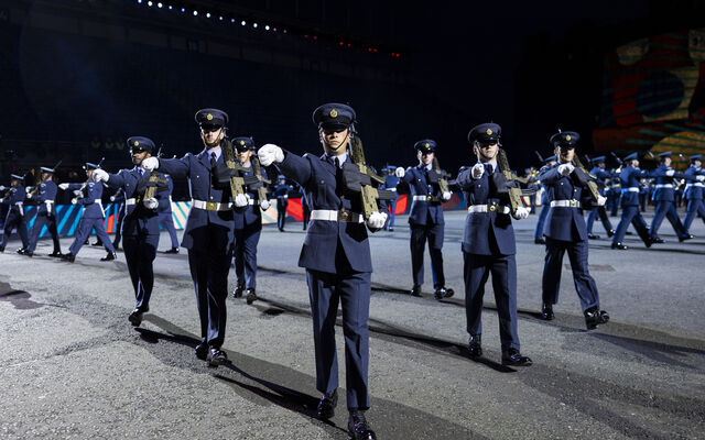Group of RAF servicemen parading at REMT