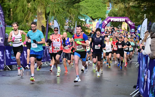 An image of runners taking off from the start line at a Run Alton Towers event in 2024