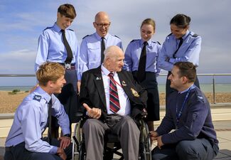 RAF personnel with a veteran