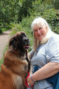 Lorraine with her service dog, Doris