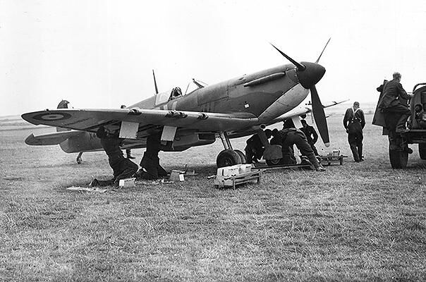 A Spitfire on an airfield during the Battle of Britain.