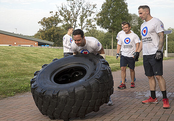 The RAF Northolt Crossfit Team raised over £3,000 for the RAF Benevolent Fund by flipping a 275lb tyre for 8 miles around the station.
