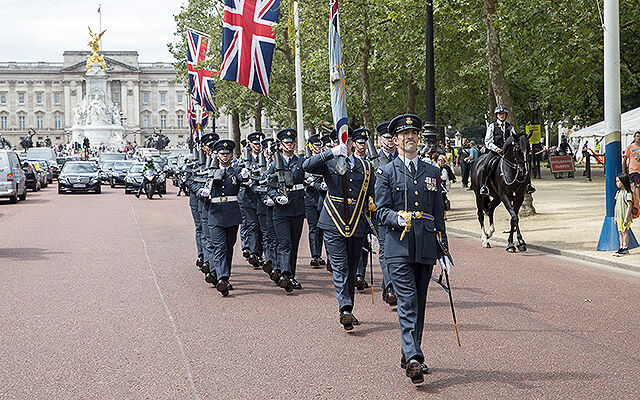 Queen's Colour Squadron lining the route for Her Majesty The Queen on her way to the State Opening of Parliament, May 2016.