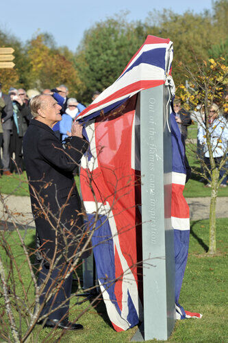 Prince Philip unveiling Guinea Pig Club memorial