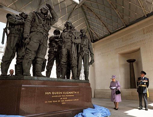 Her Majesty The Queen unveiling the Bomber Command Memorial in 2012.