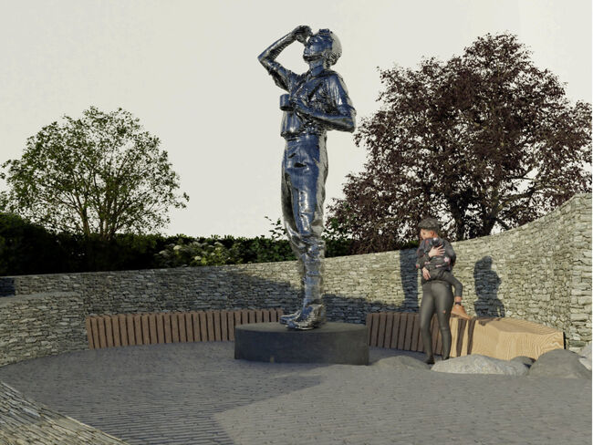 The garden will feature a sculpture of a young pilot looking up at the sky. Standing at four metres tall and constructed from 1,200 layers of laser cut stainless steel.