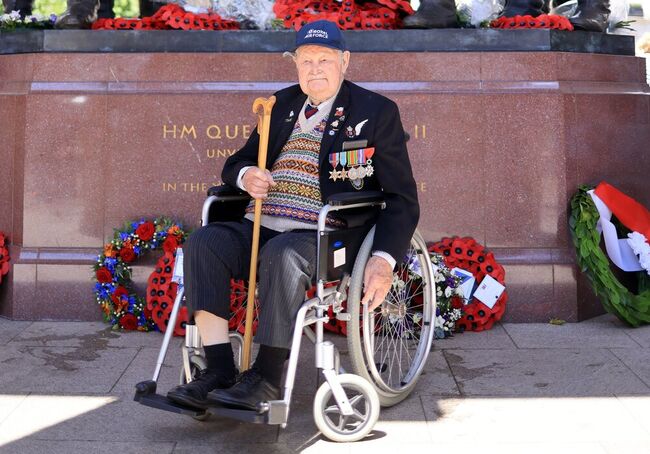Norman Gregory at the Bomber Command Memorial in London