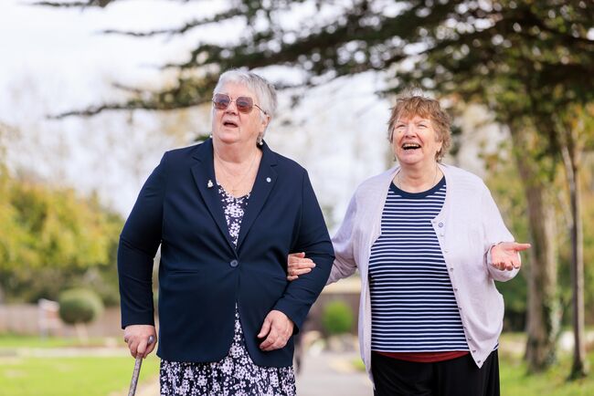 Two ladies walking