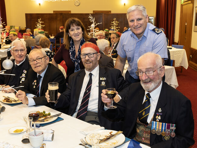 Veterans at xmas dinner table RAF Shawbury