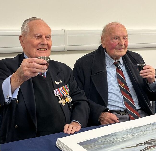 Colin and George toasting