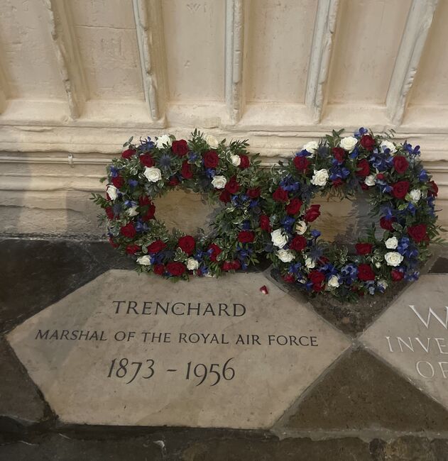 Two wreaths laid on Trenchard memorial plaque