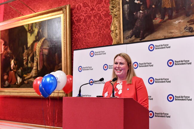 Ambassador Jacqui Thompson speaking at the RAF Benevolent Fund Centenary Reception at St James's Palace