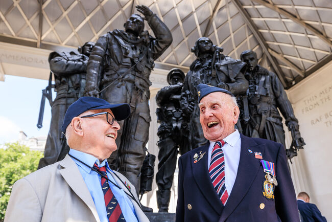 Veterans in front of the Bomber Command Memorial