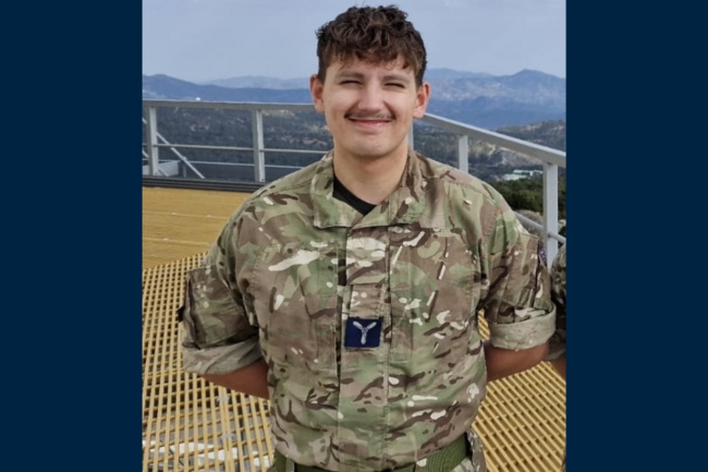 Nathaniel in camo uniform