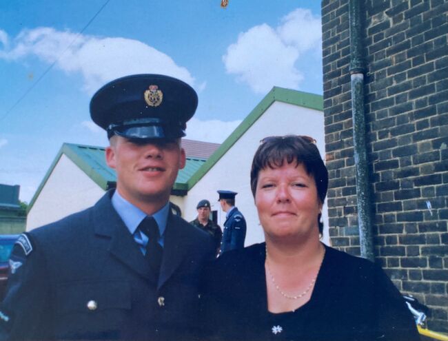 Corporal Scott Walker in uniform and his mother Anne