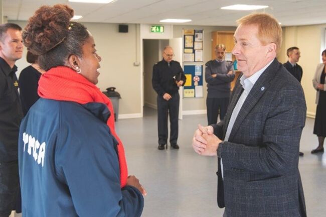 Simon Harper with YMCA rep