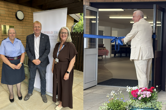 cutting ribbon at opening of WACC at RAF Odiham