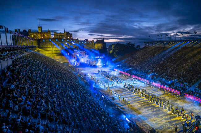 Aerial view of castle esplanade performance