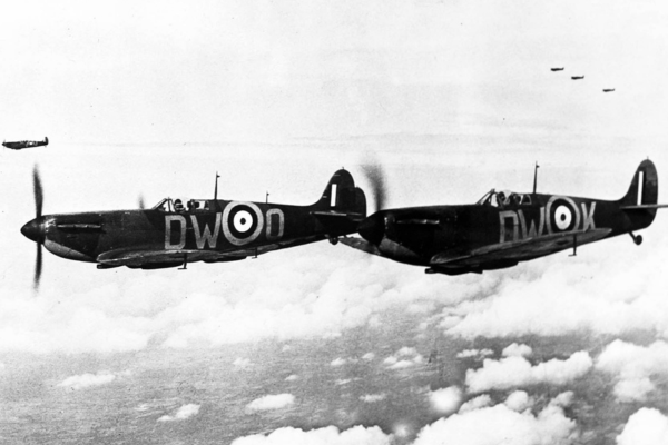 Spitfires flying in the air