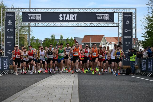 The starting line for the Reading Half Marathon 2025